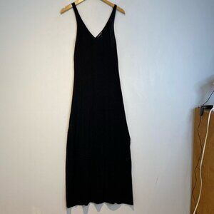 NWT Hunter and Brown pointelle black metallic maxi tank dress size medium